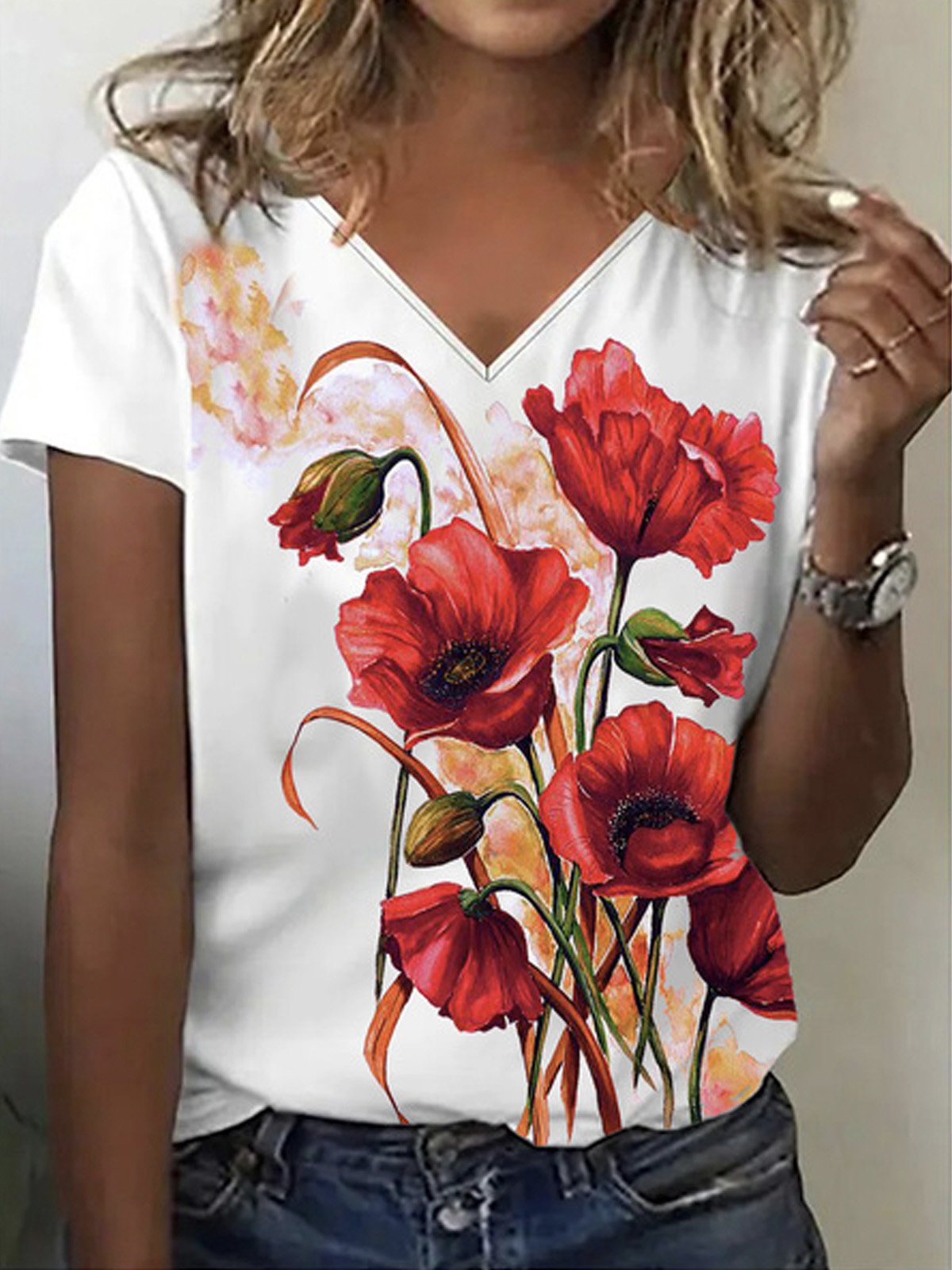 Floral Jersey Casual T-Shirt