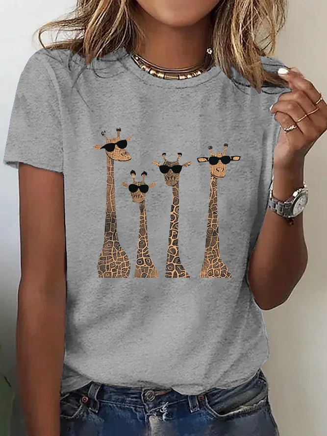 Giraff Crew Neck Loose Casual T-Shirt