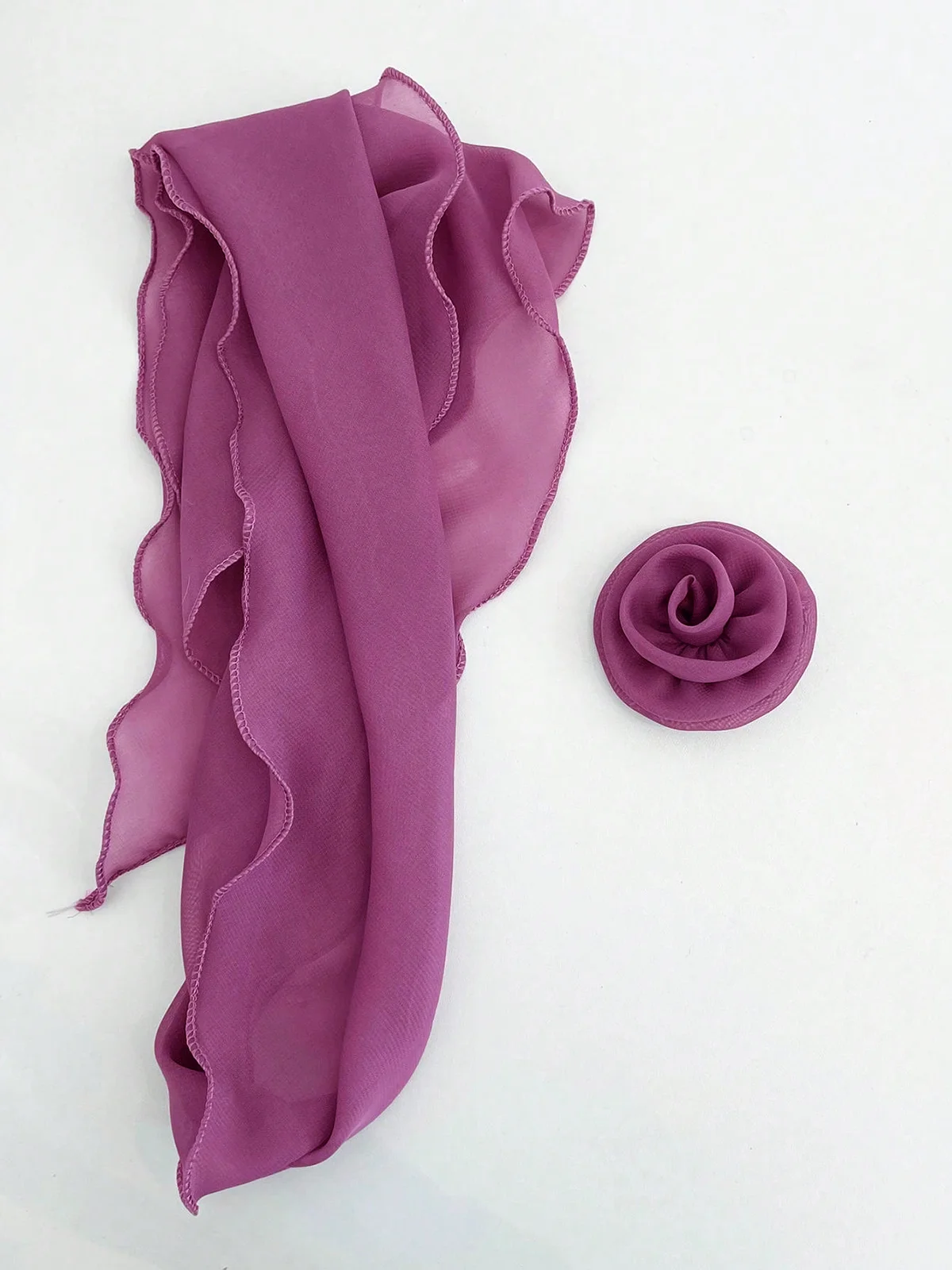 Elegant Rose Applique Satin Scarf