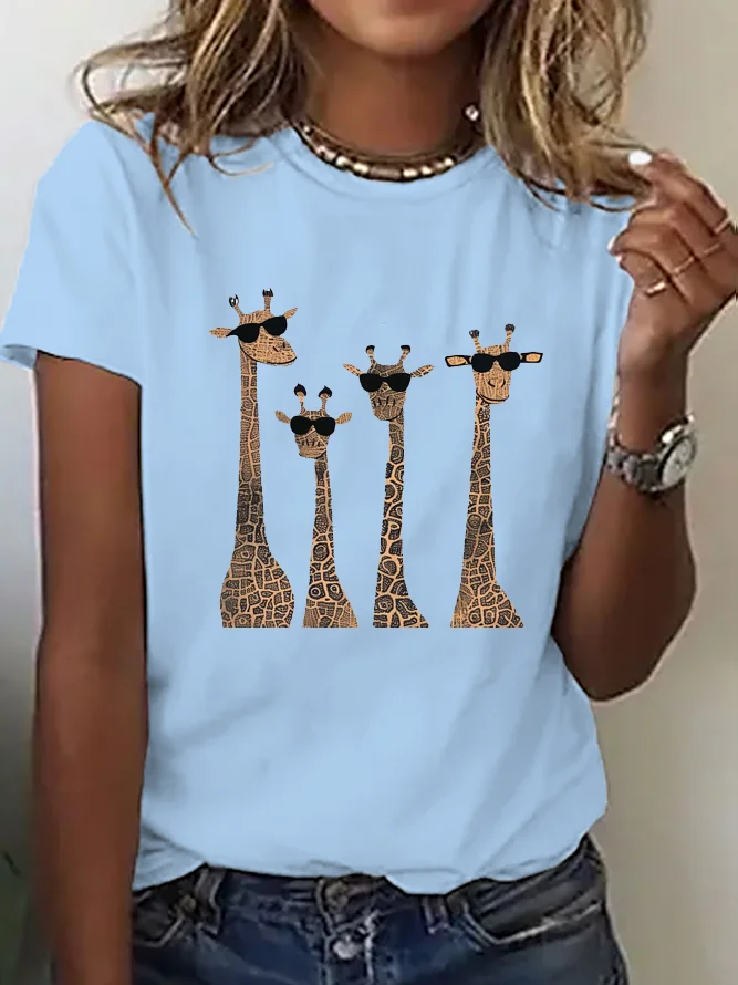 Giraff Crew Neck Loose Casual T-Shirt