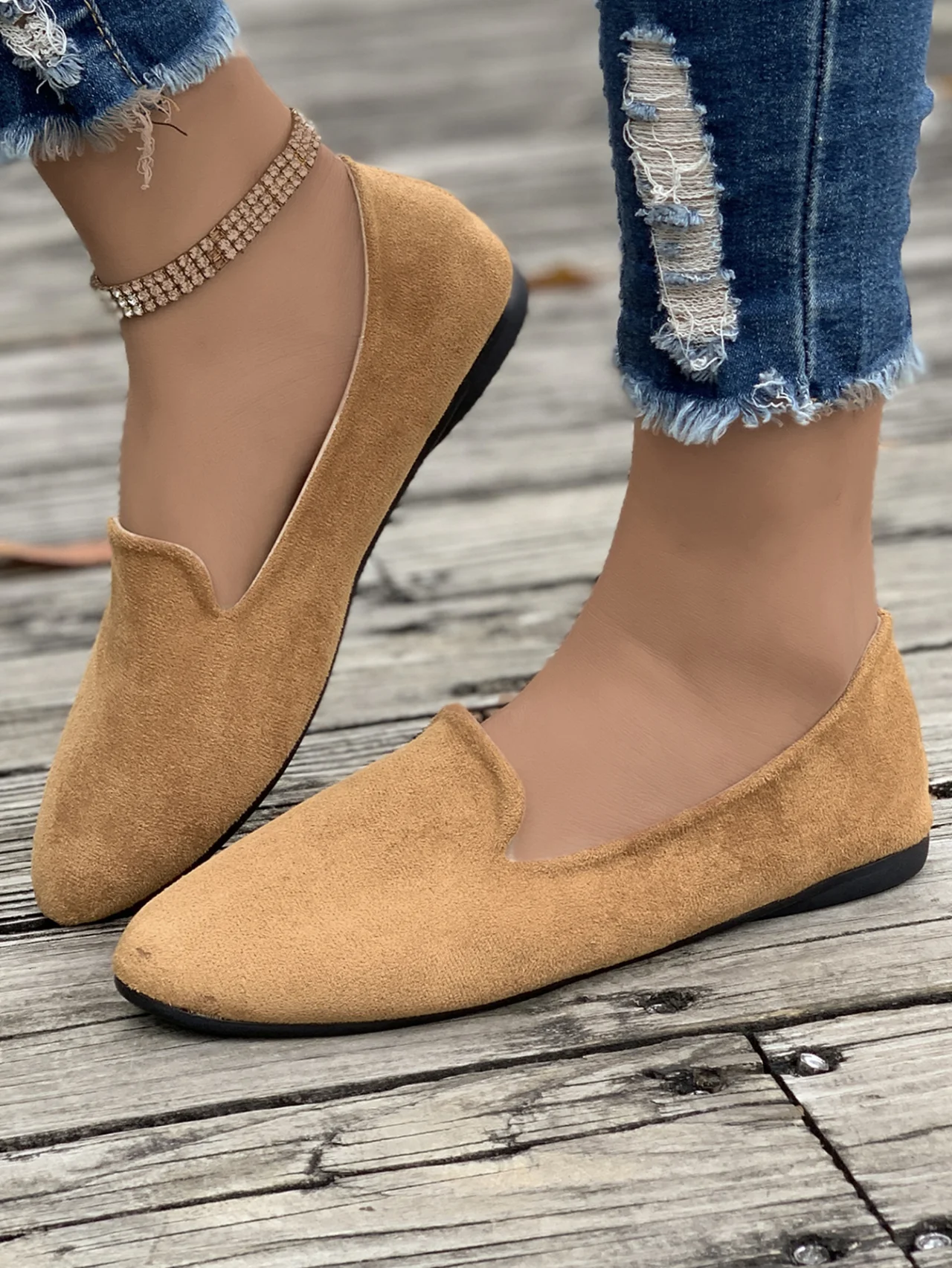 Plain All Season Faux Suede Casual Shallow Shoes