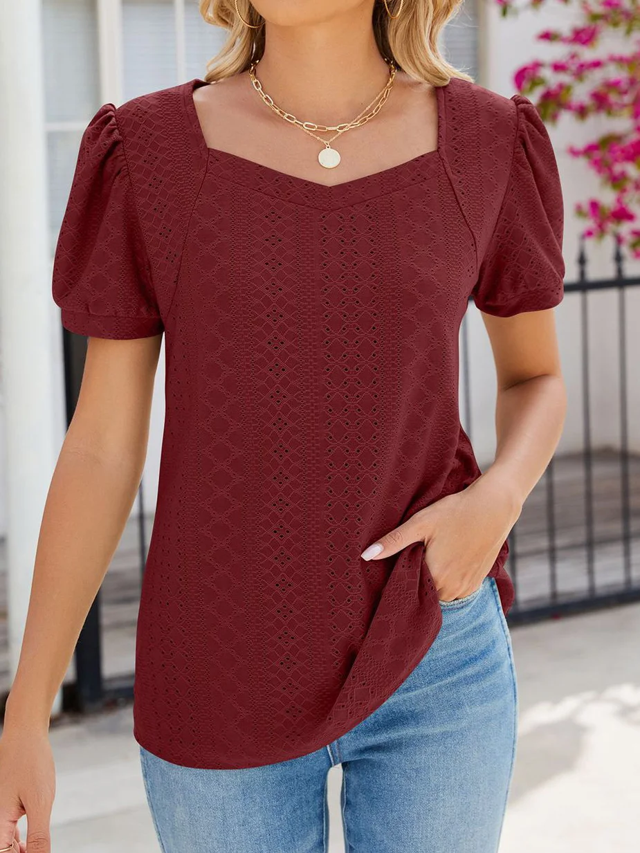 Casual Loose Sweetheart Neckline T-Shirt
