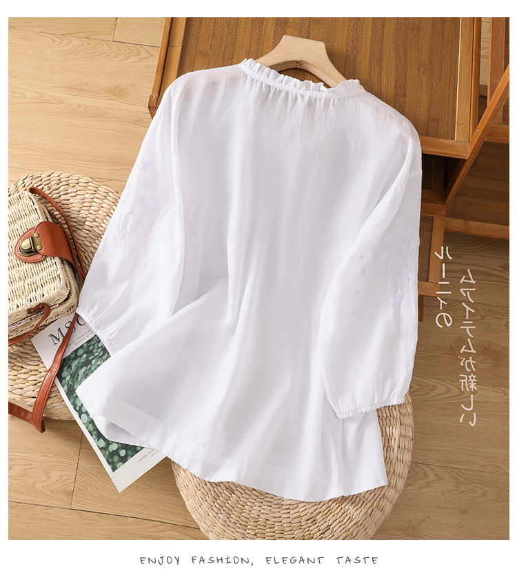 Casual Cotton And Linen Blouse