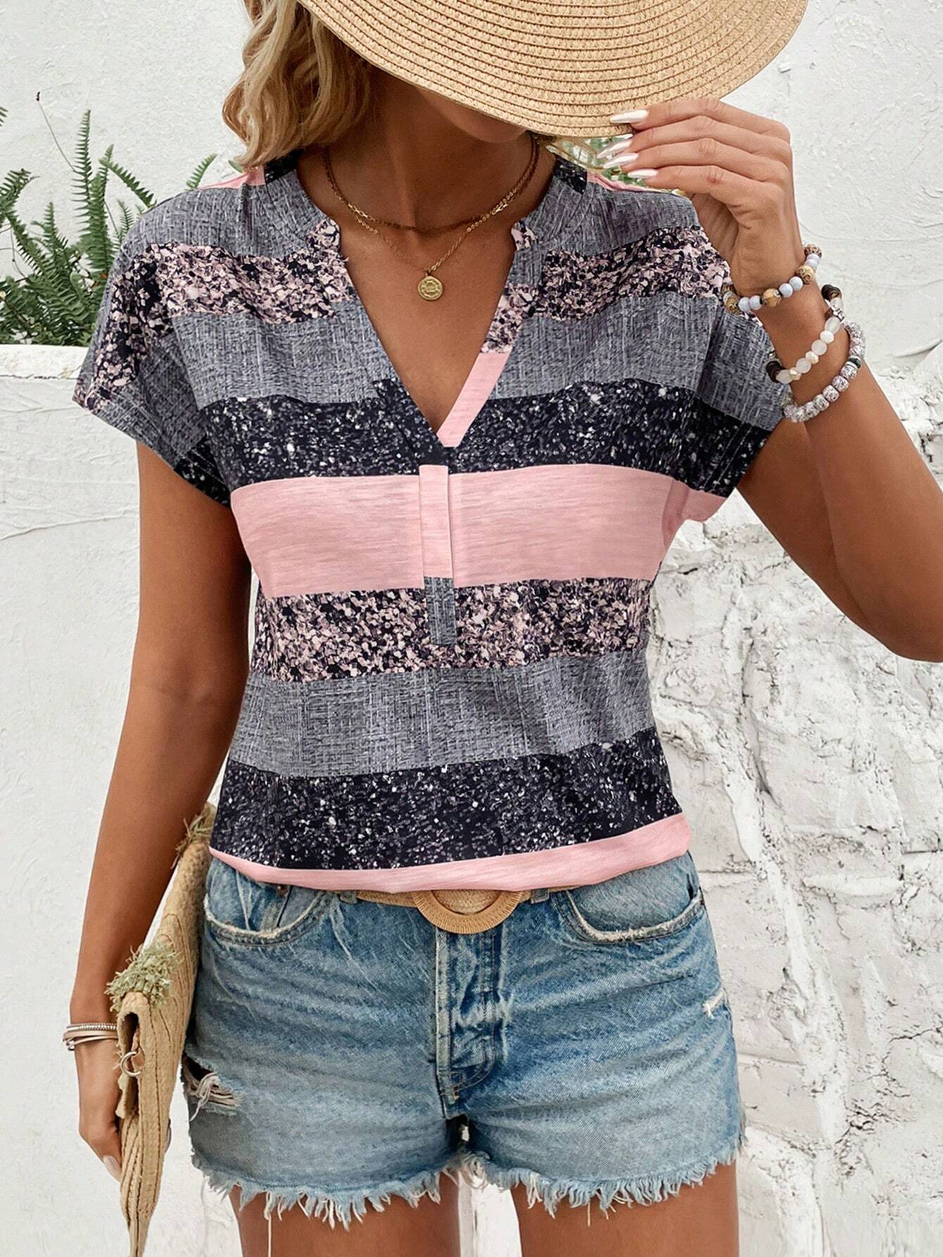 Cotton Casual Loose Striped T-Shirt