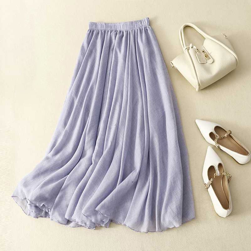 Plain Cotton Casual Loose Skirt