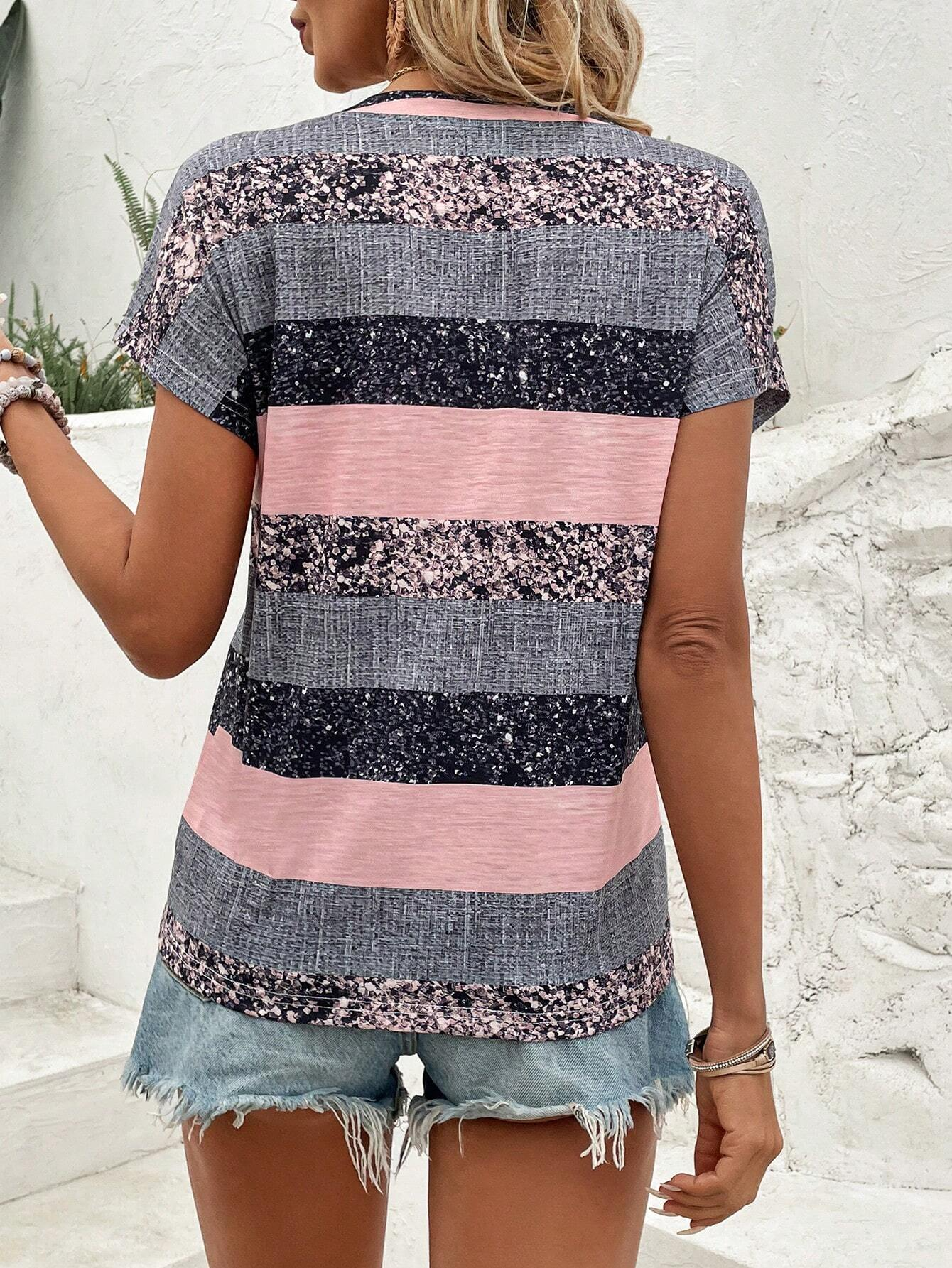 Cotton Casual Loose Striped T-Shirt