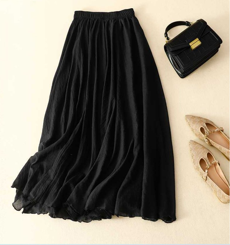 Plain Cotton Casual Loose Skirt