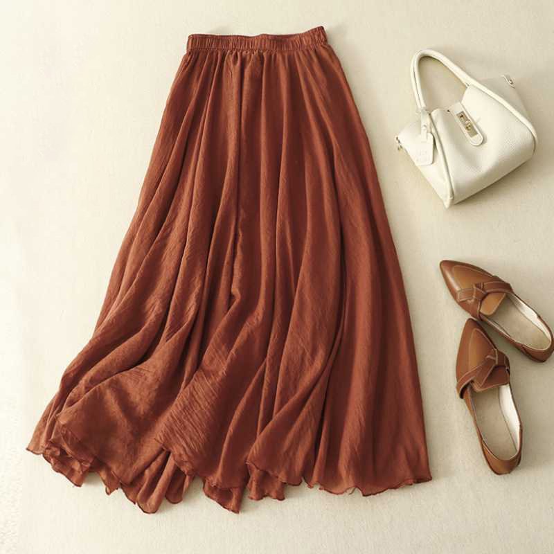 Plain Cotton Casual Loose Skirt