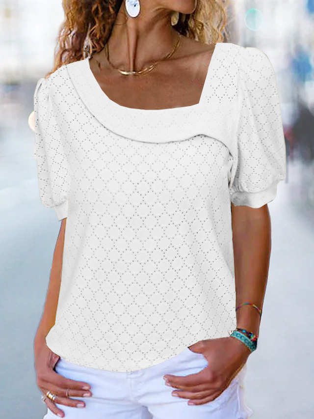 Casual Lace Asymmetrical T-Shirt