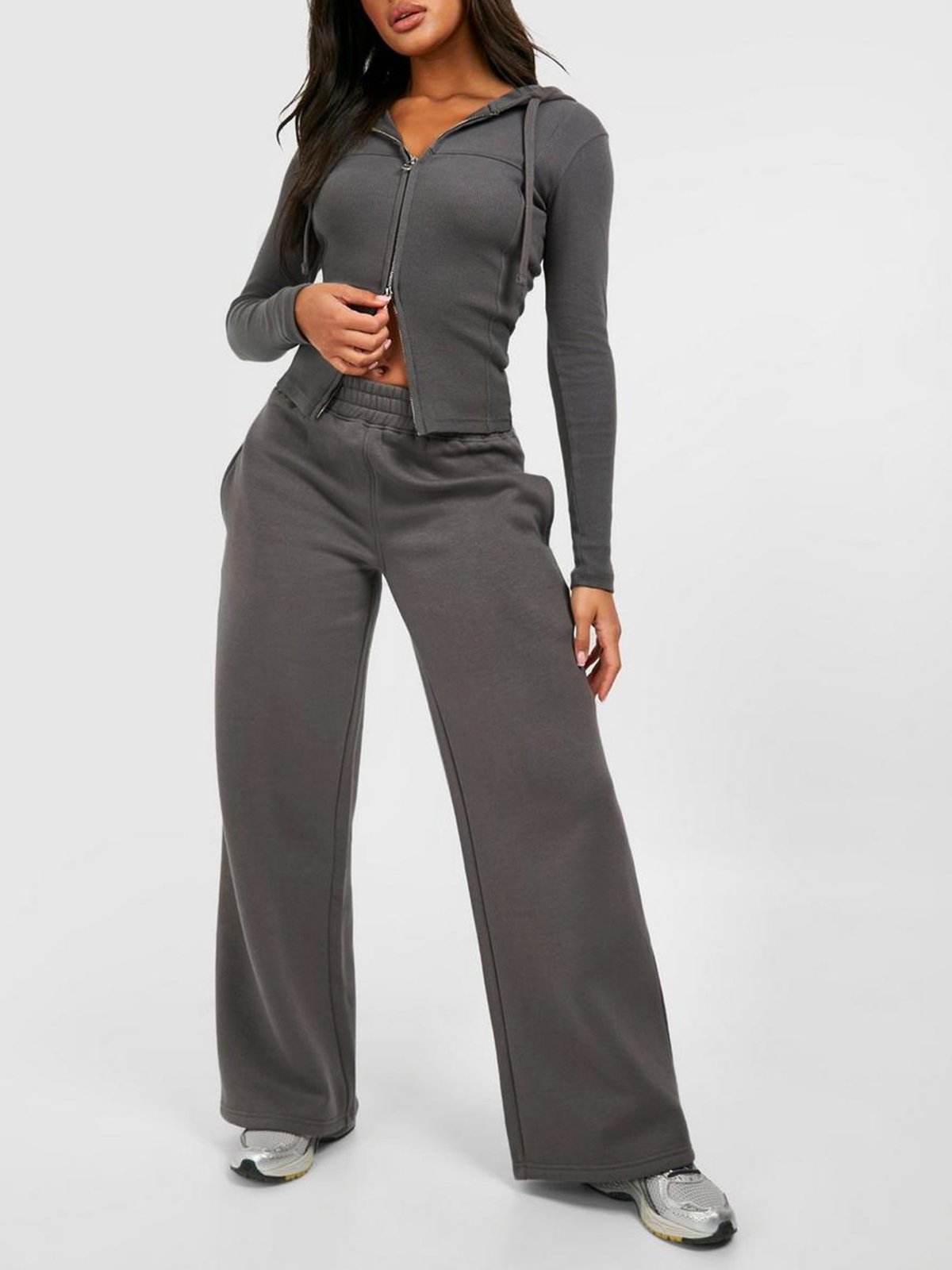 Hoodie Regular Fit Casual Plain Two-Piece Set