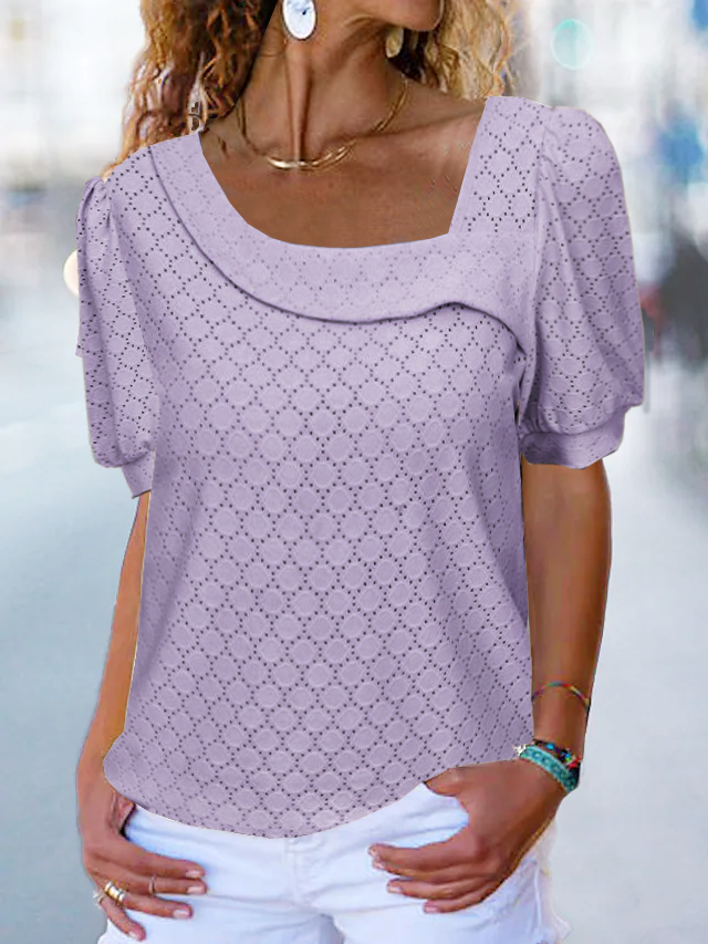 Casual Lace Asymmetrical T-Shirt