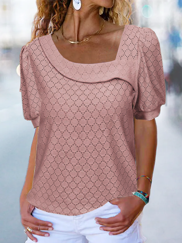 Casual Lace Asymmetrical T-Shirt