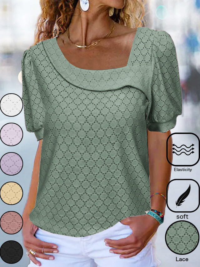 Casual Lace Asymmetrical T-Shirt