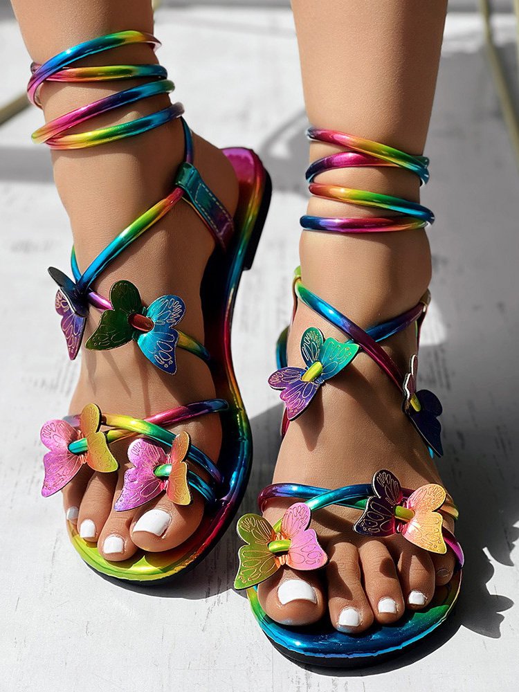 Pu Plain Summer Vacation Strappy Sandals