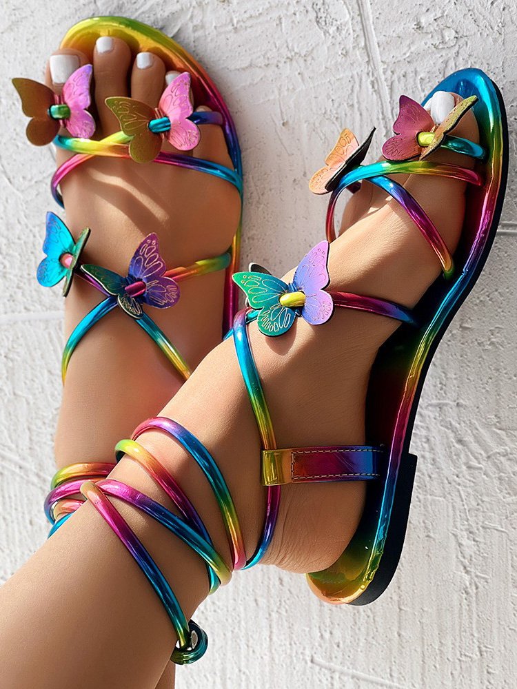 Pu Plain Summer Vacation Strappy Sandals