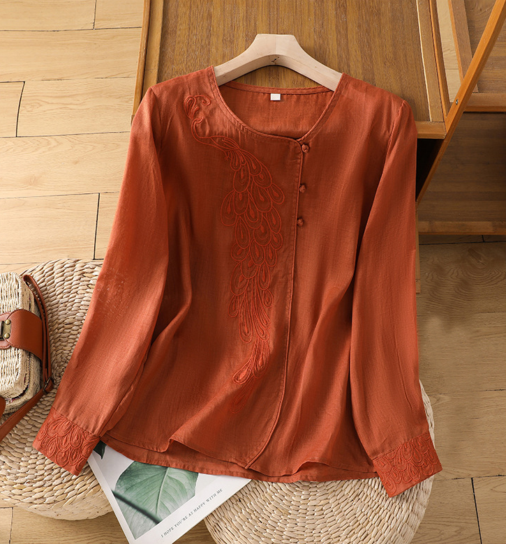 Casual Cotton Crew Neck Blouse