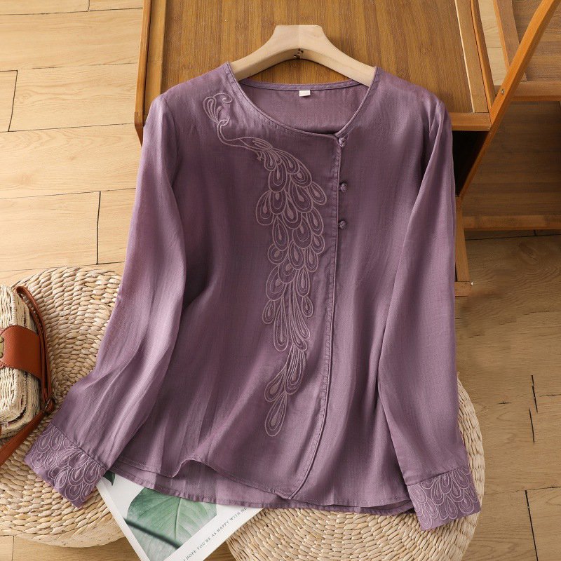 Casual Cotton Crew Neck Blouse