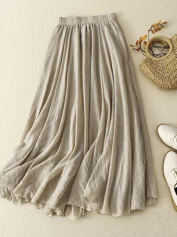 Plain Cotton Casual Loose Skirt