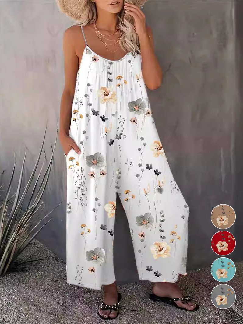 Floral Casual Loose Jumpsuit