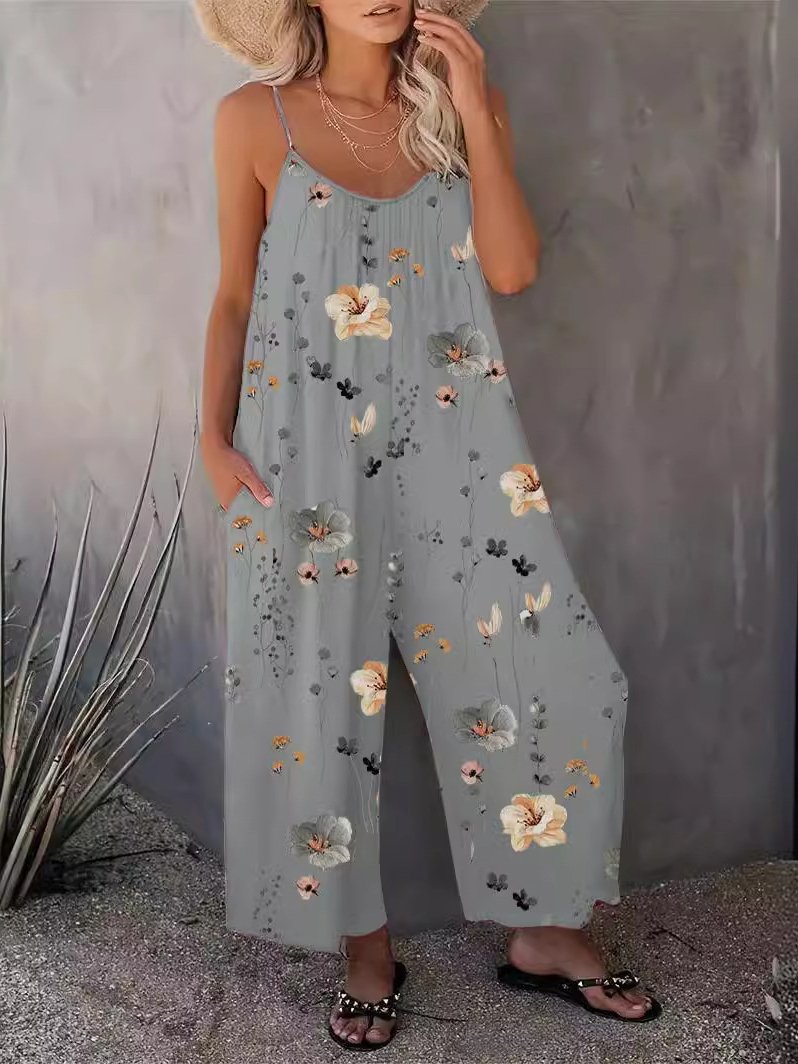 Floral Casual Loose Jumpsuit