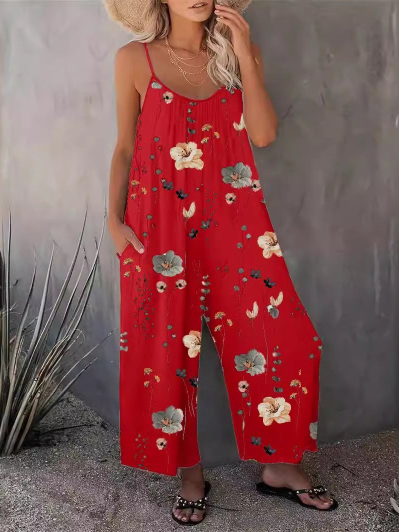 Floral Casual Loose Jumpsuit