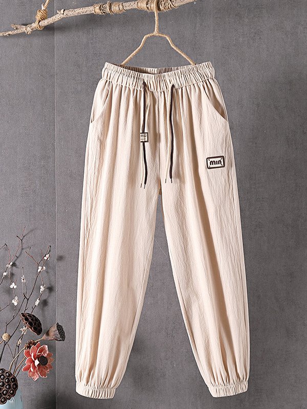 Casual Cotton Plain Pocket Stitching Pants
