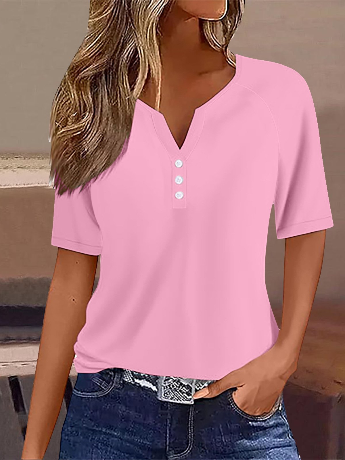 Jersey Casual V Neck T-Shirt