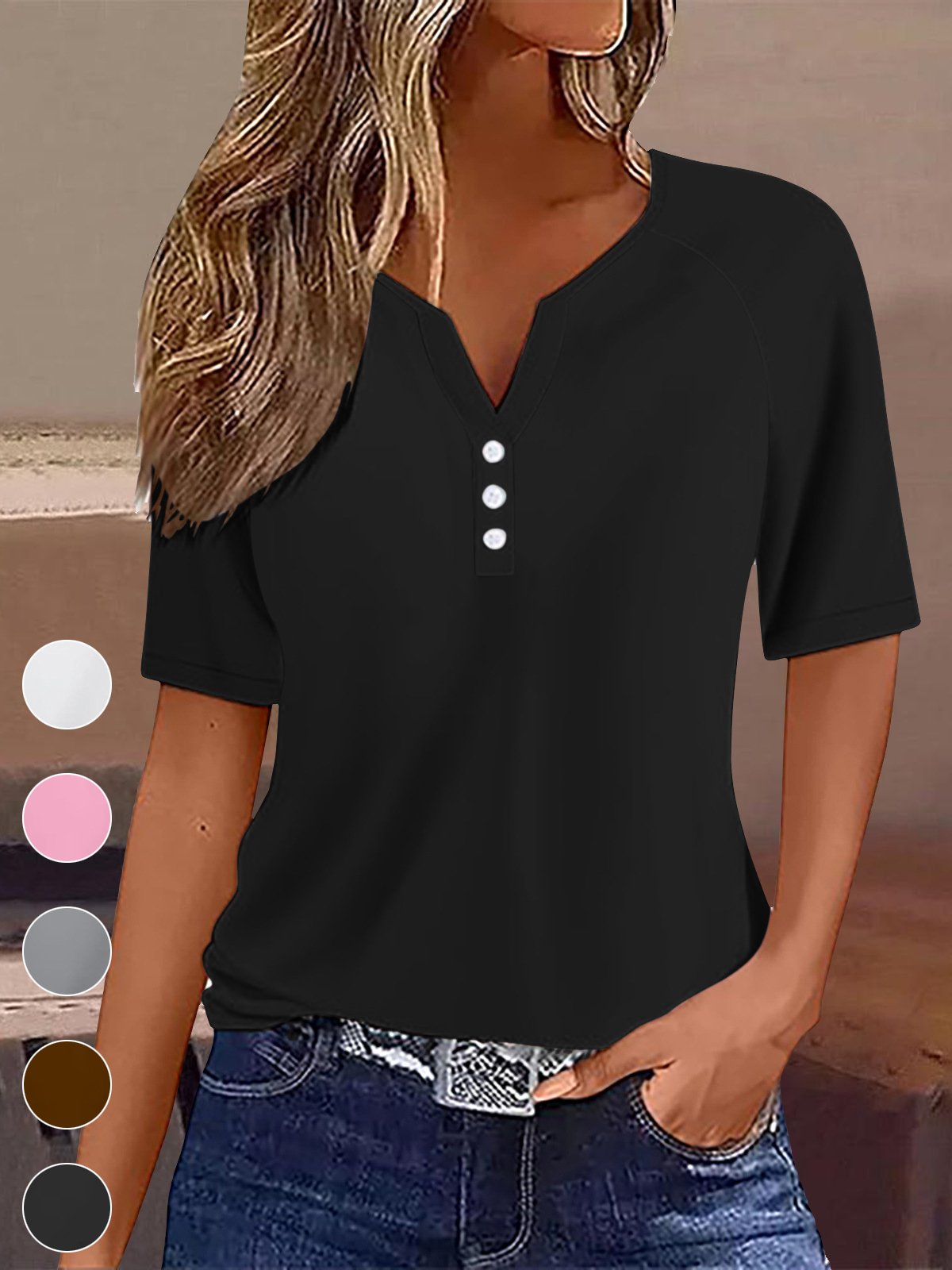 Jersey Casual V Neck T-Shirt