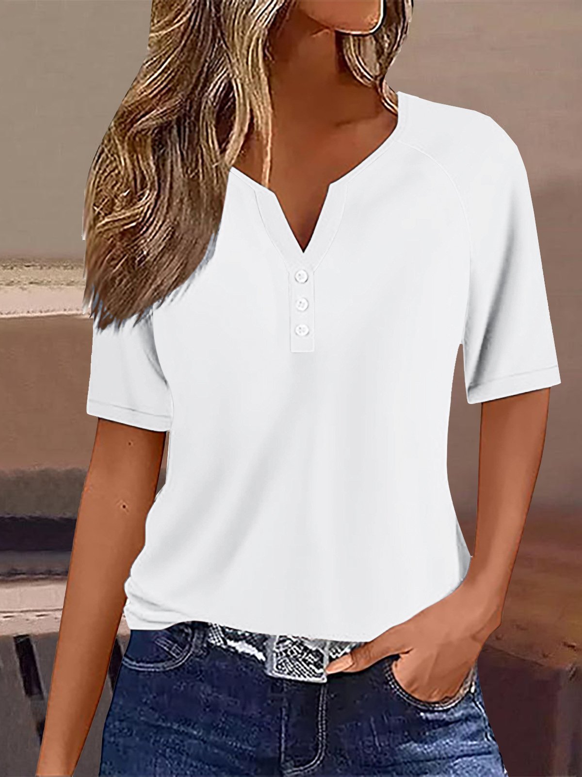 Jersey Casual V Neck T-Shirt