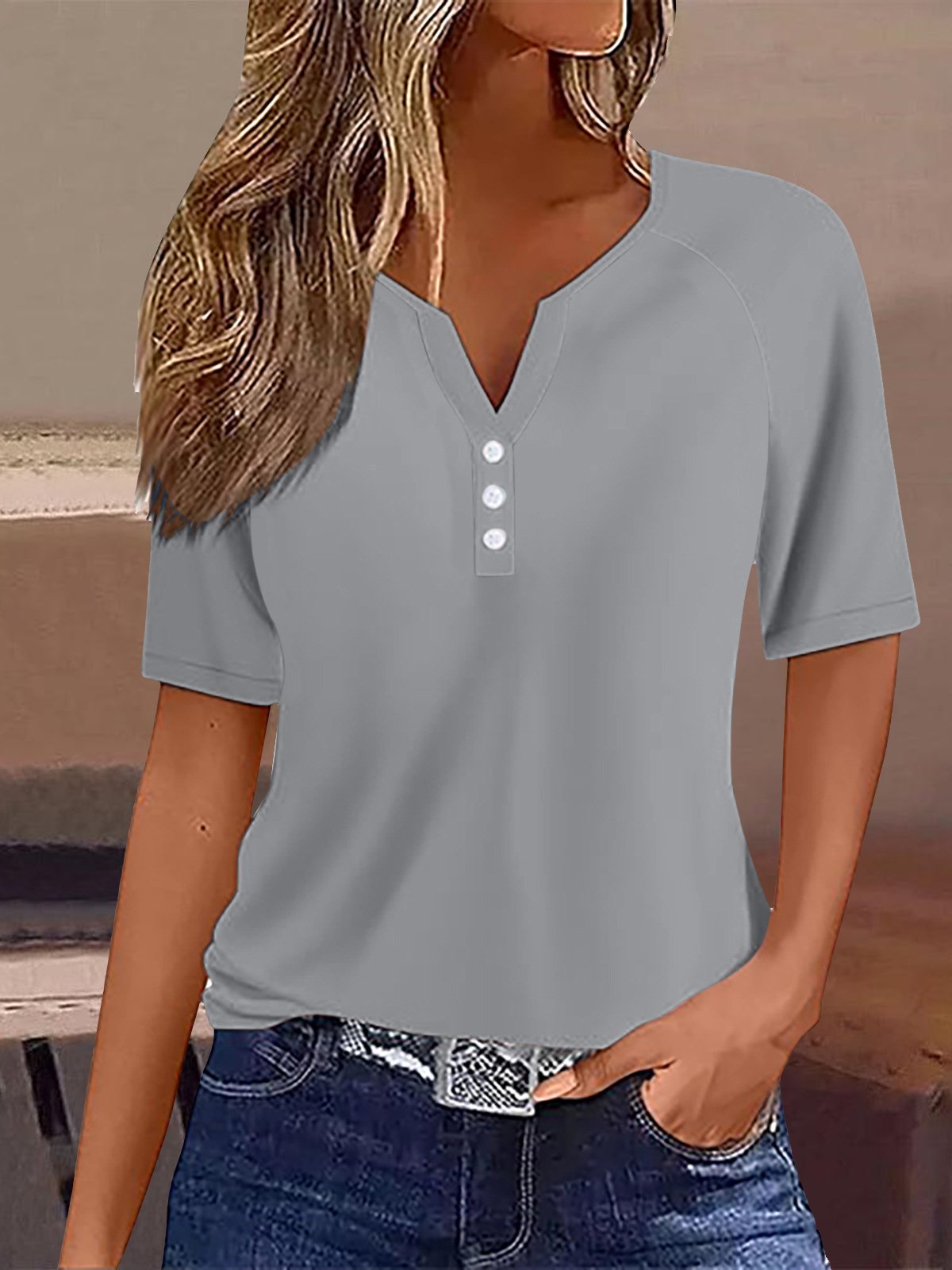 Jersey Casual V Neck T-Shirt