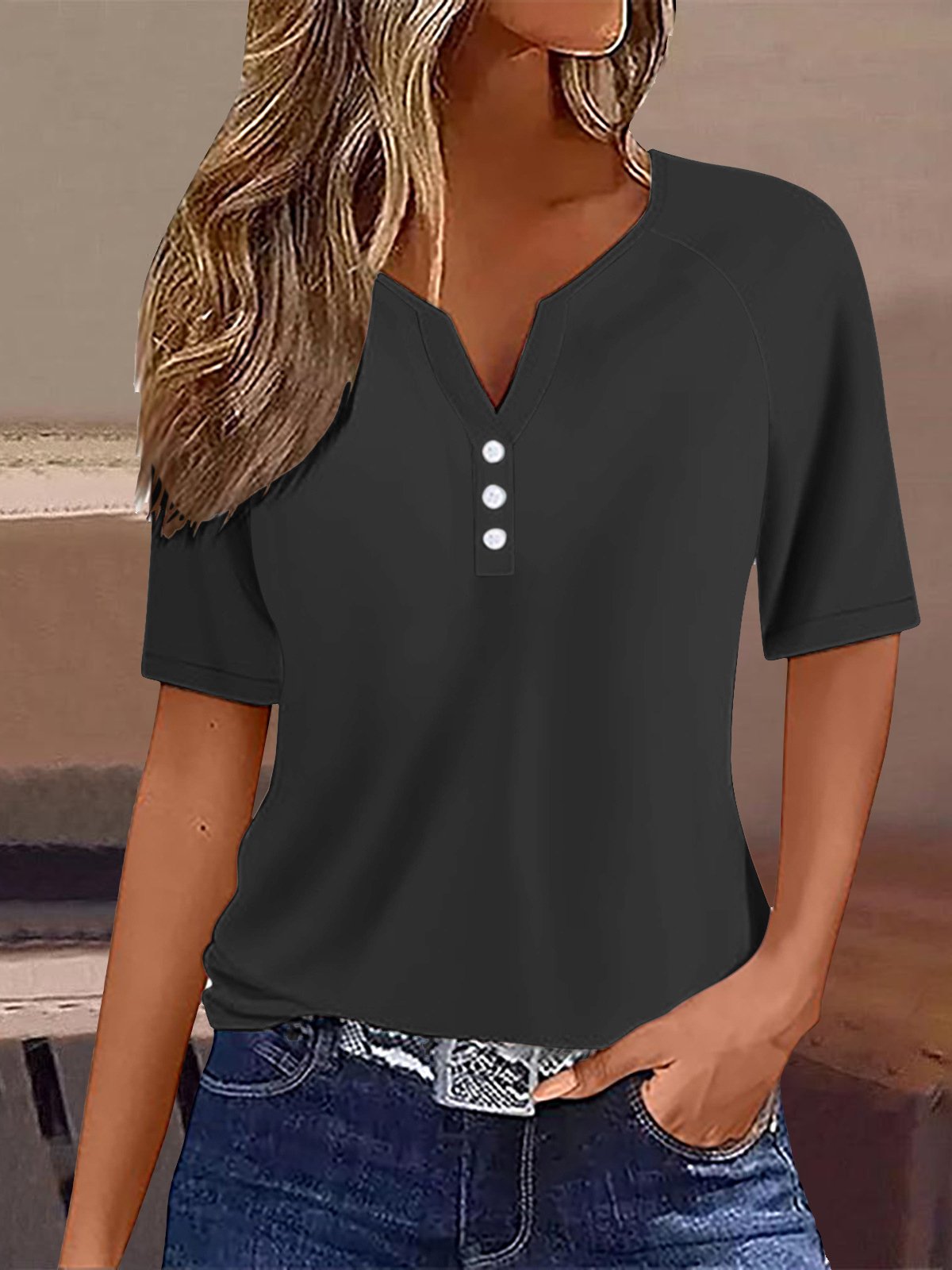 Jersey Casual V Neck T-Shirt