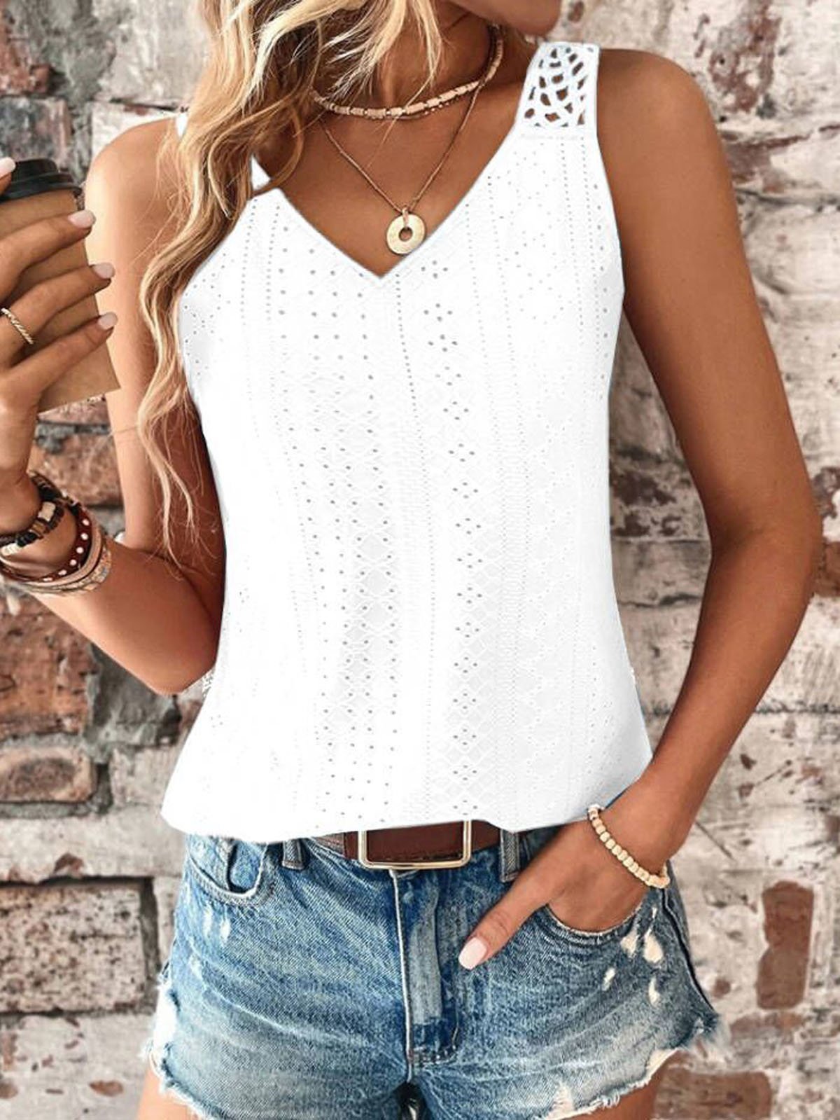 V Neck Loose Casual Tank Top