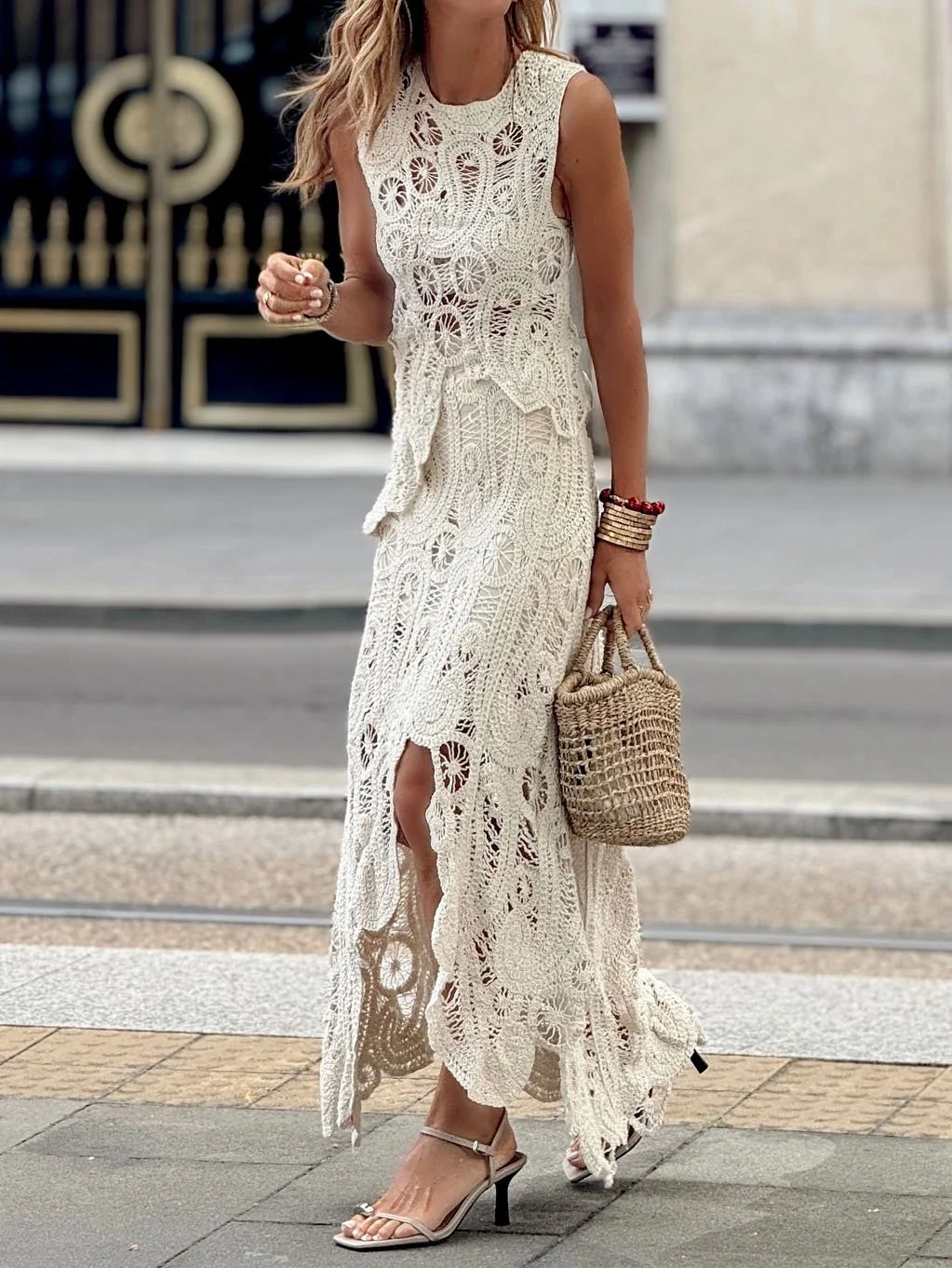 Boho Plain Lace Lace Skirt