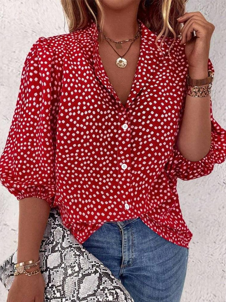 Casual Loose Polka Dots Blouse