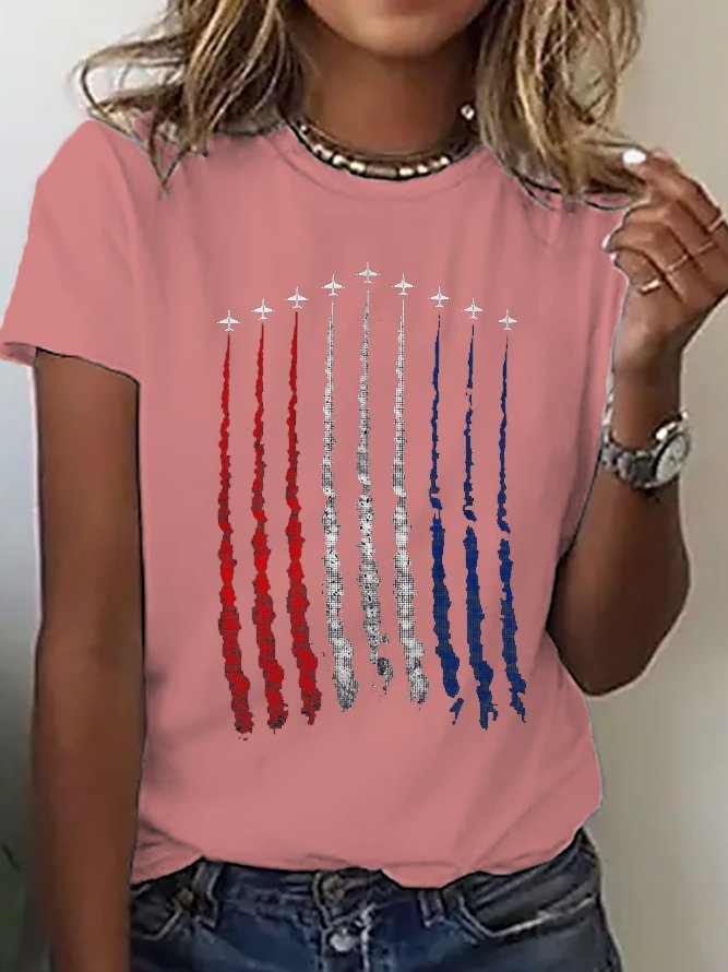 Loose Casual America Flag Crew Neck T-Shirt