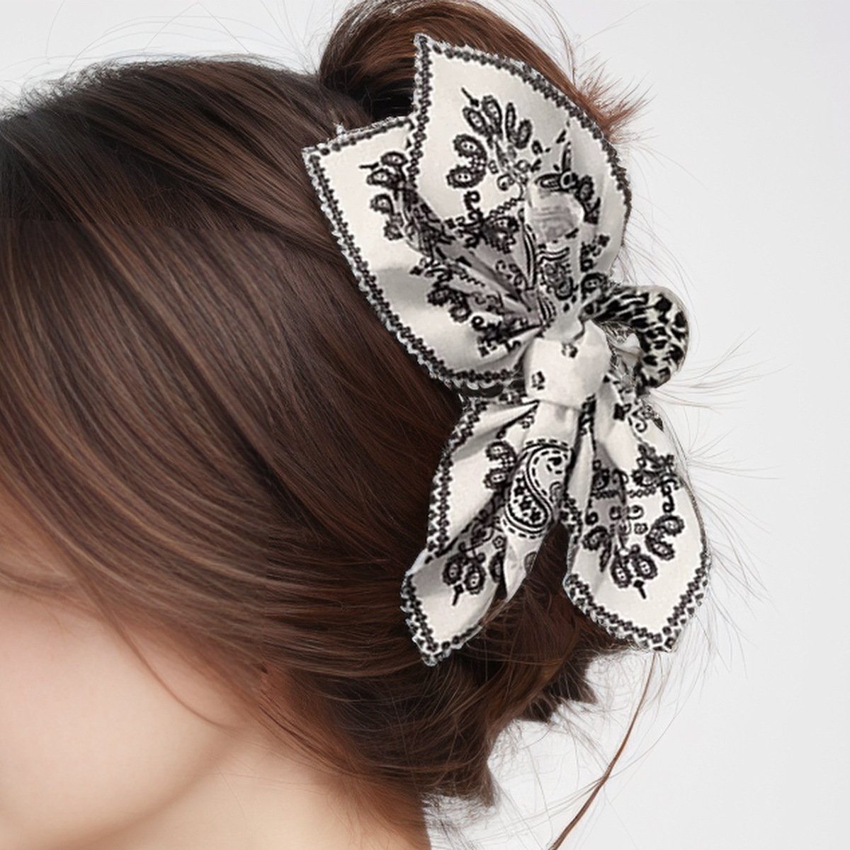 Cashew flower love double-sided clip high-grade bow head ornament hairpin back of the head shark clip