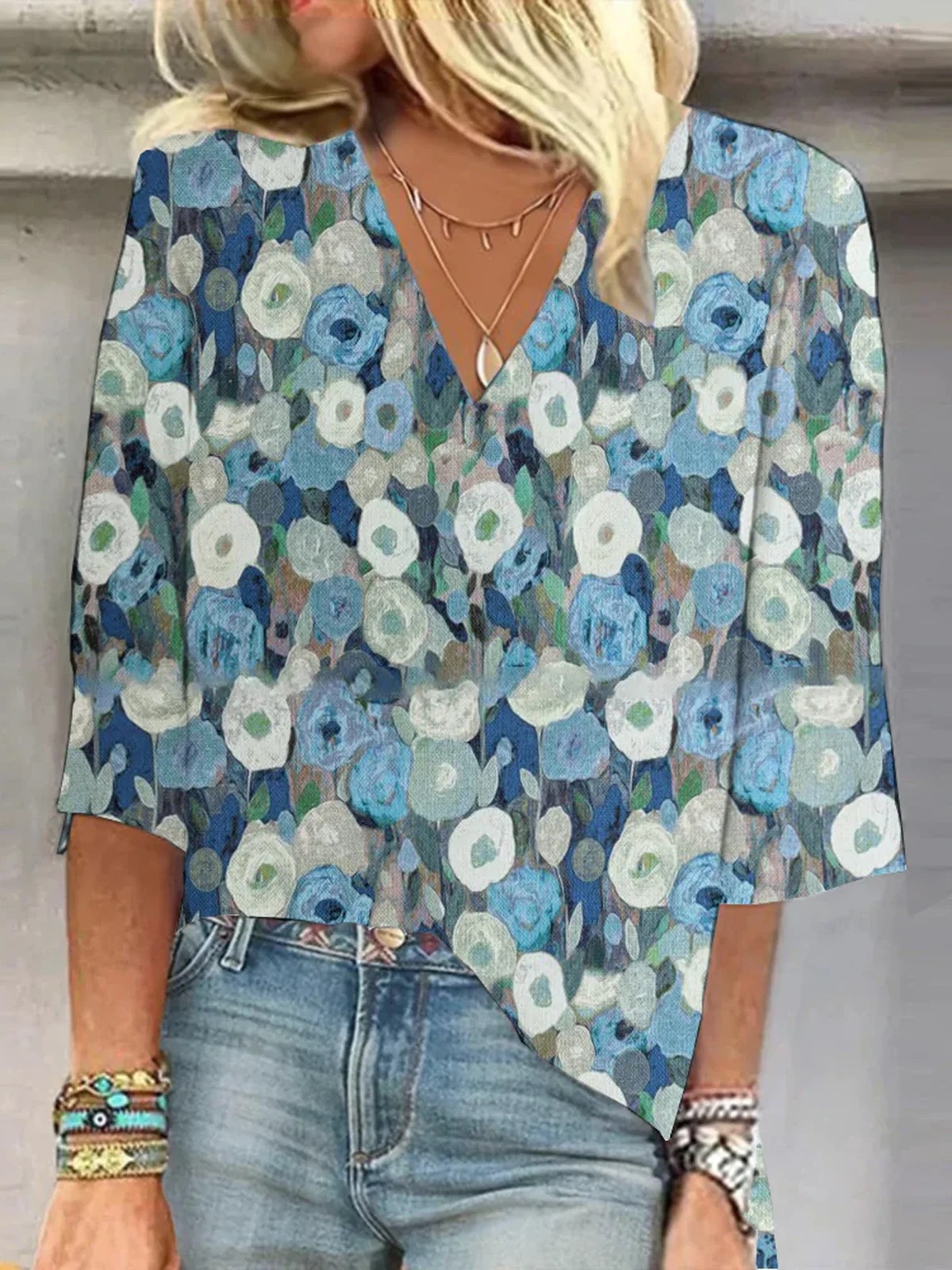 Loose Cotton Casual Floral Shirt