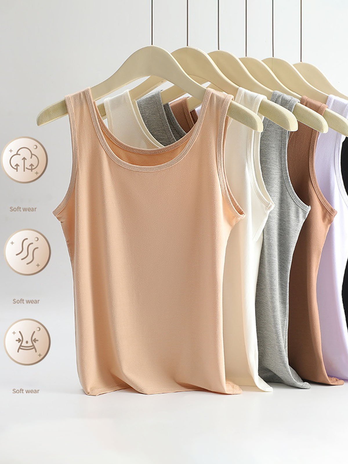 Plain Crew Neck Casual Tank Top