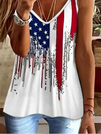 Knitted Casual America Flag Loose Cami