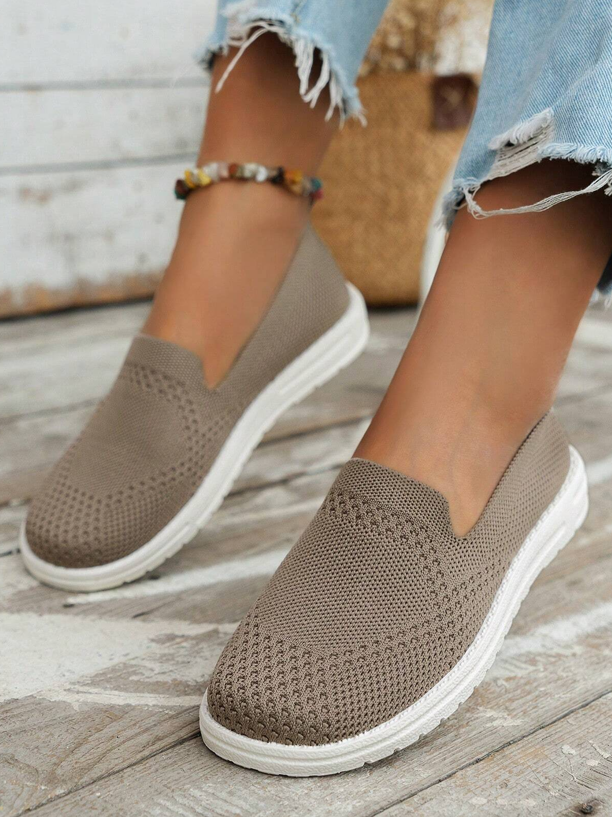 All Season Plain Mesh Fabric Shallow Shoes