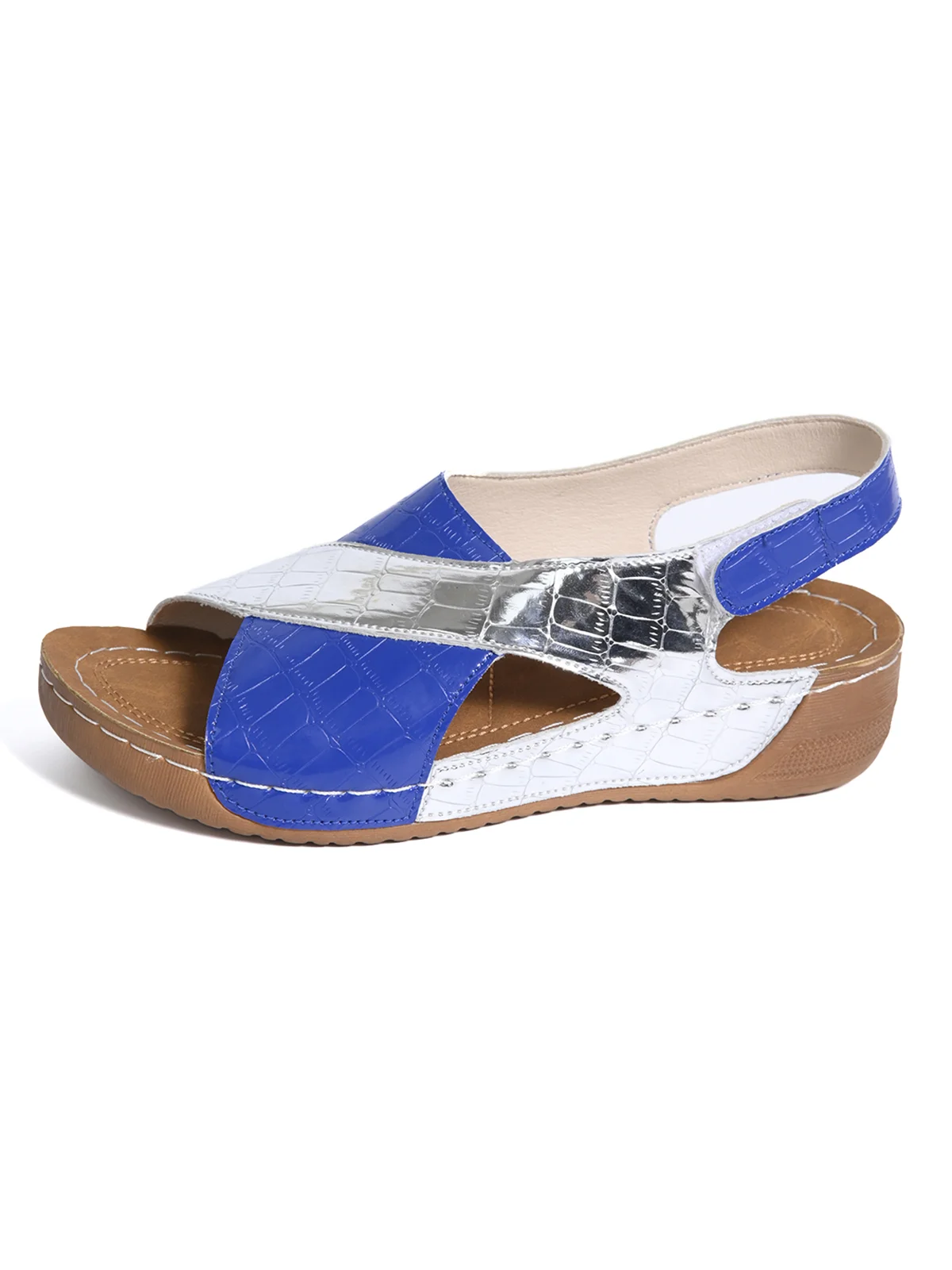 Casual Color Block Velcro Wedge Heel Sandals