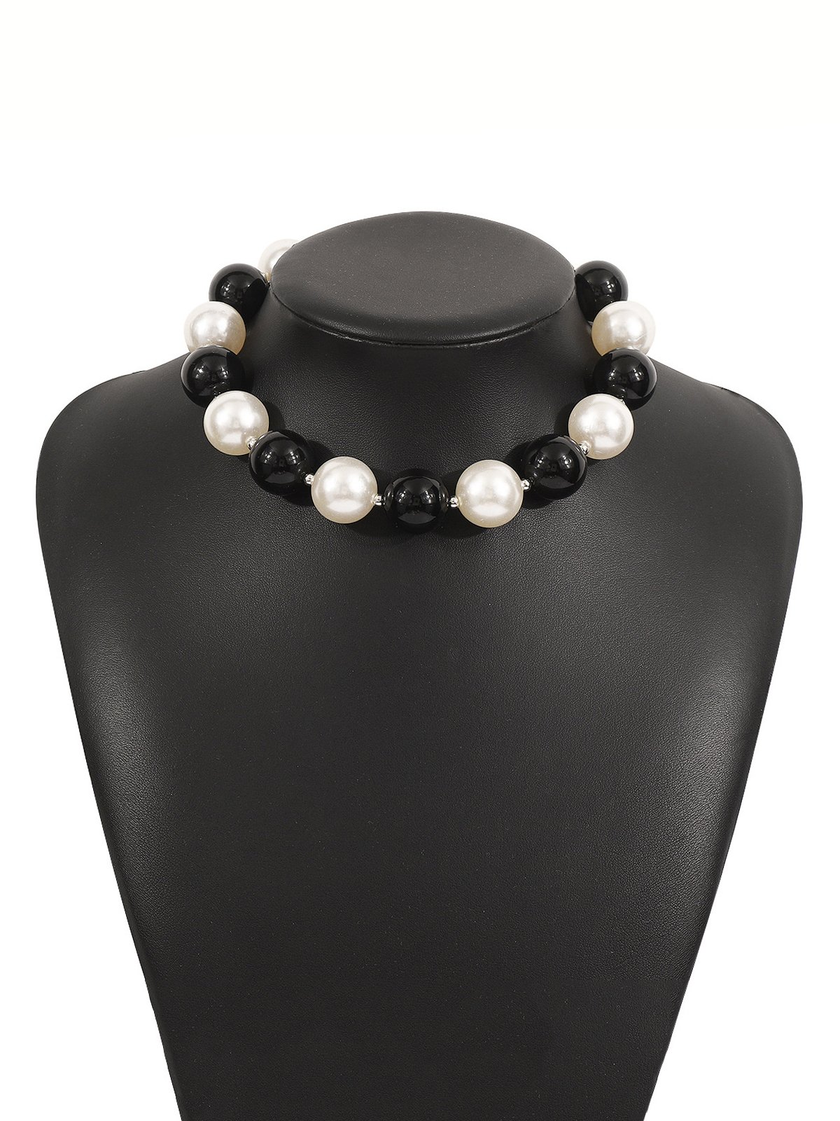 Elegant Color Block Imitation Pearls Beaded Lace-up Necklace