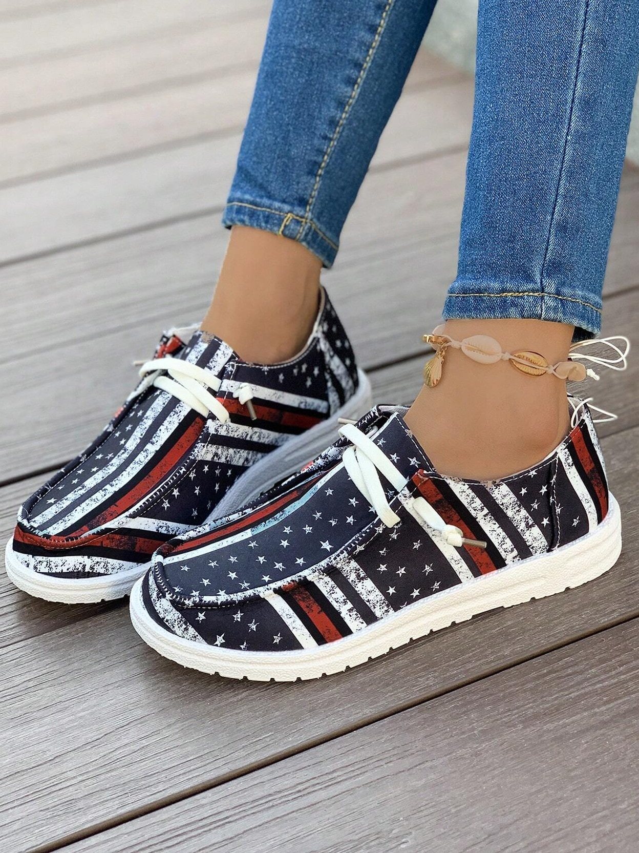 America Flag Casual All Season Fabric Casual Shoes