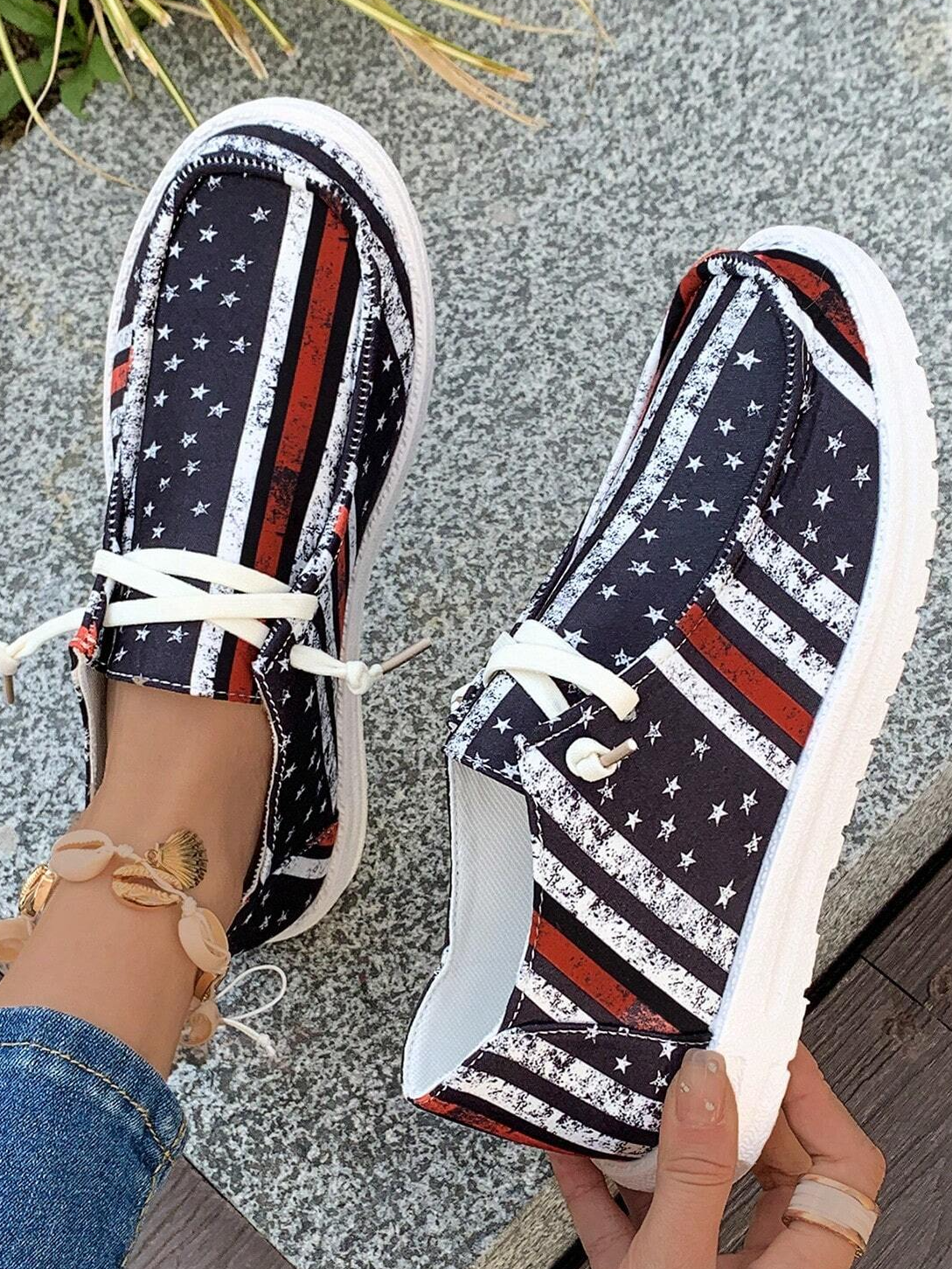 America Flag Casual All Season Fabric Casual Shoes