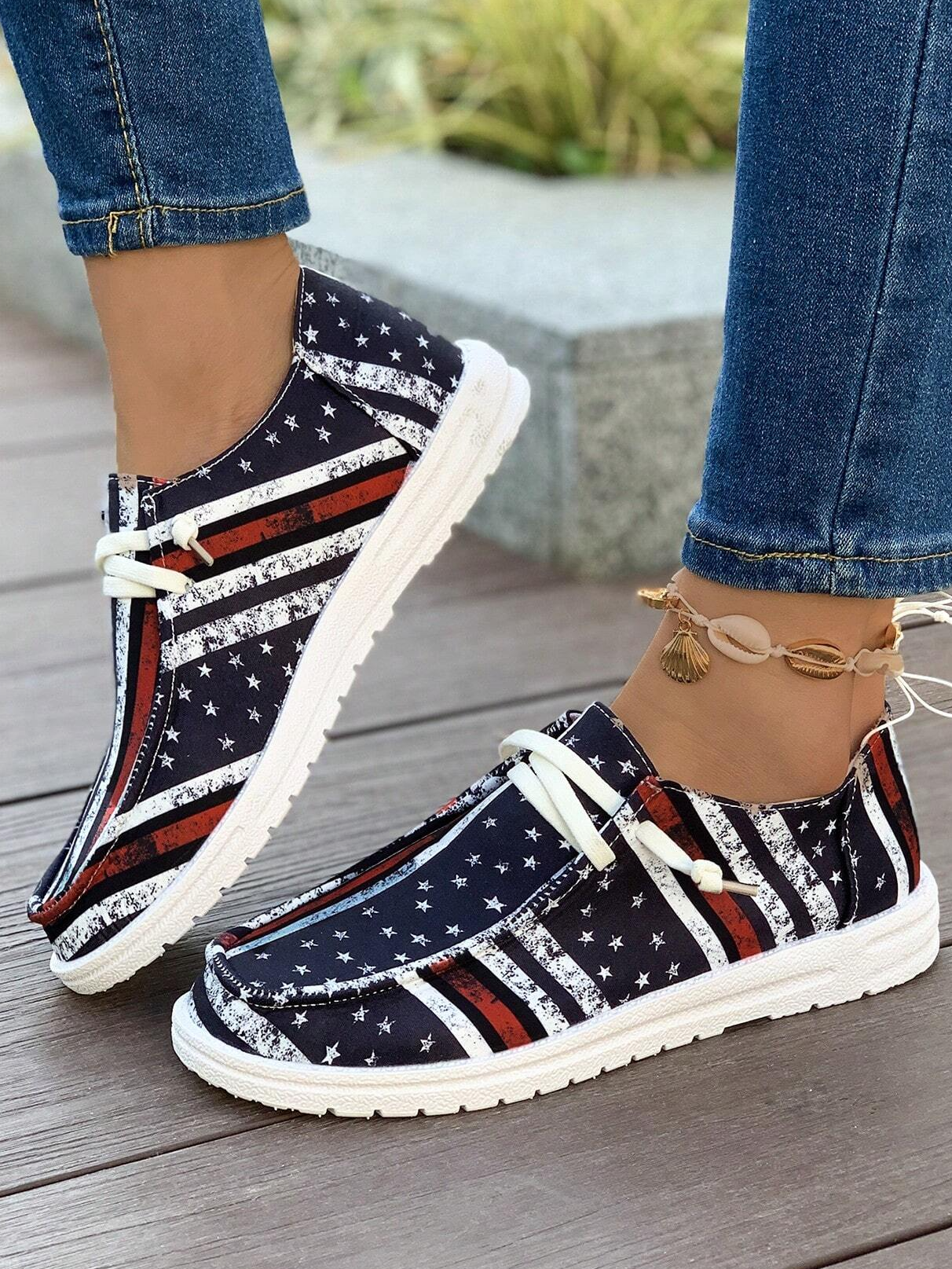 America Flag Casual All Season Fabric Casual Shoes