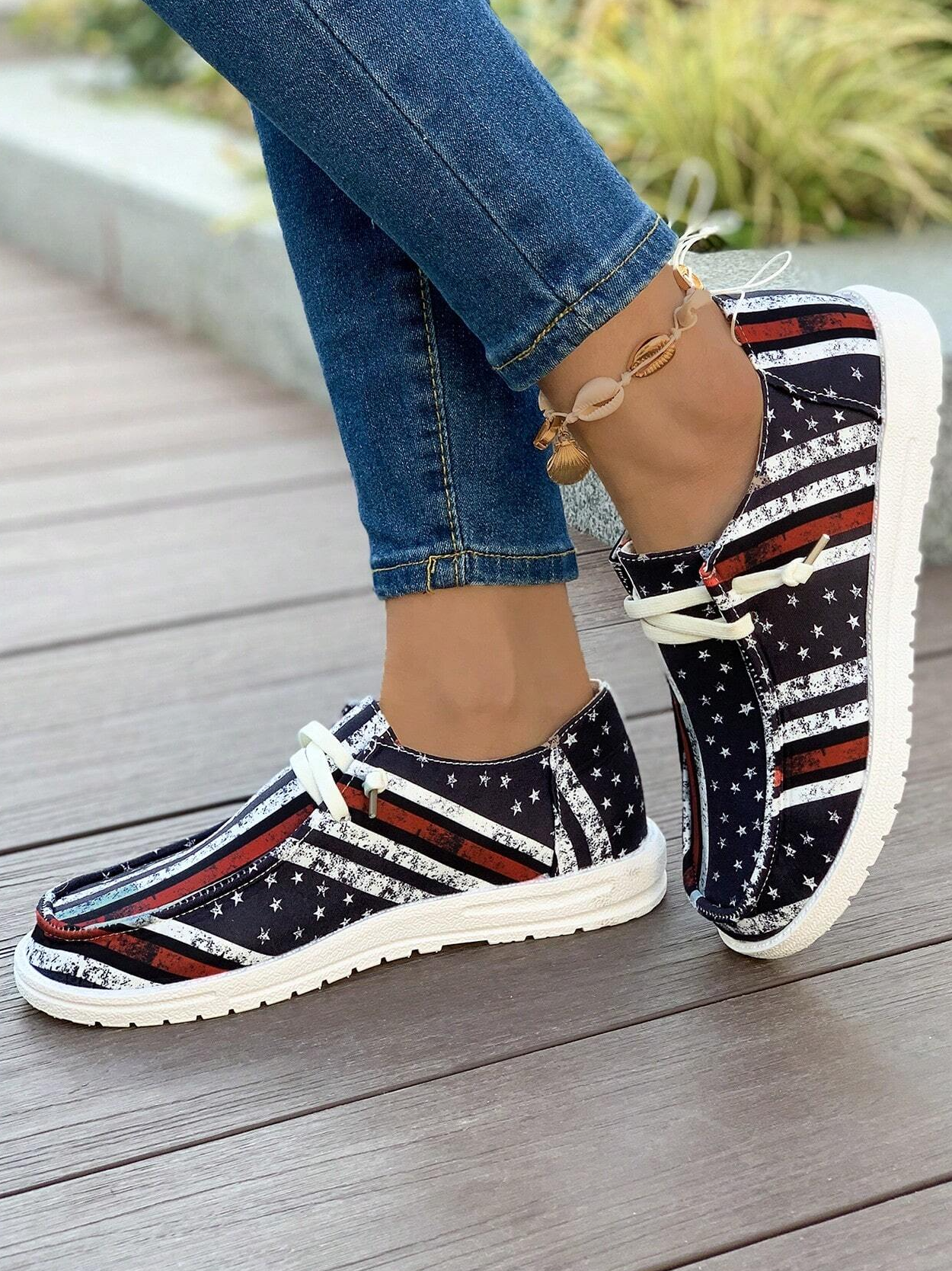 America Flag Casual All Season Fabric Casual Shoes