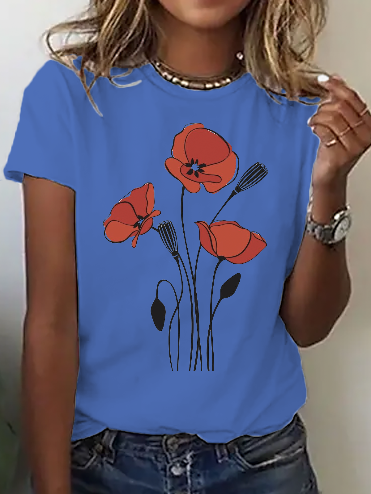 Floral Casual Crew Neck T-Shirt