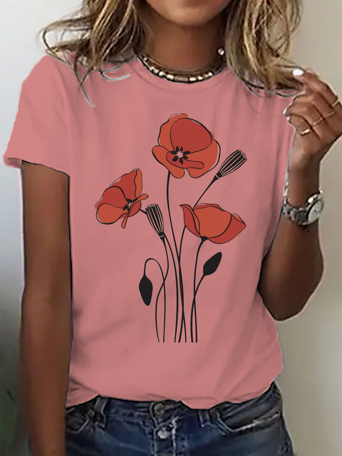 Floral Casual Crew Neck T-Shirt