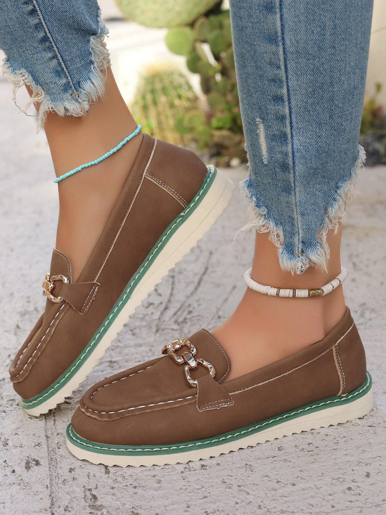 Contrast Stitching All Season Pu Casual Shallow Shoes