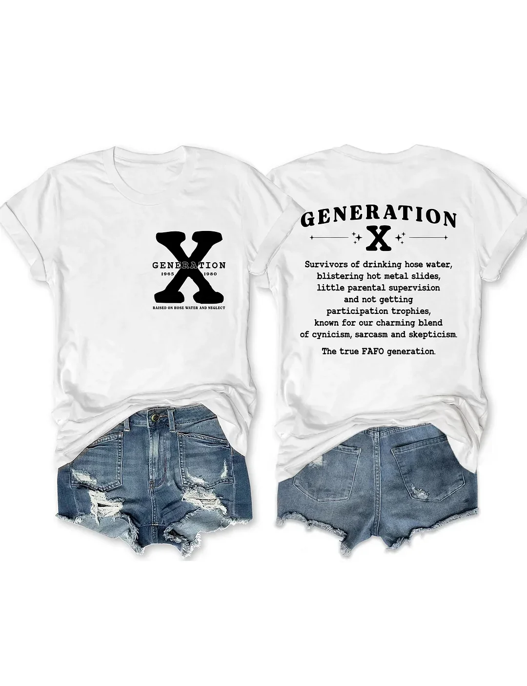 Generation X Text Letters Casual T-Shirt